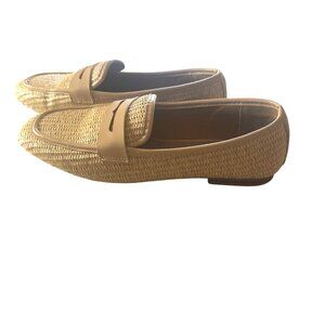 ASOS designs tan raffia maddox slim size 10 penny loafer